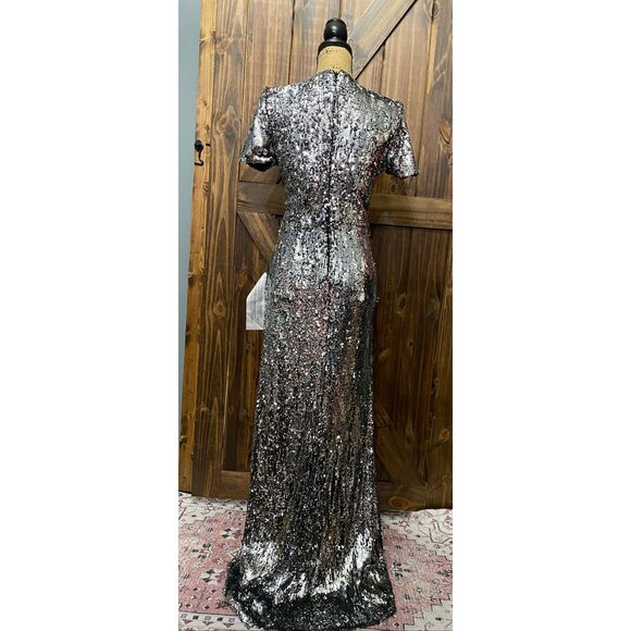 Dress the Population Revolve Karla Silver Sequin Mermaid Maxi Women’s Formal Dre - Picture 3 of 9